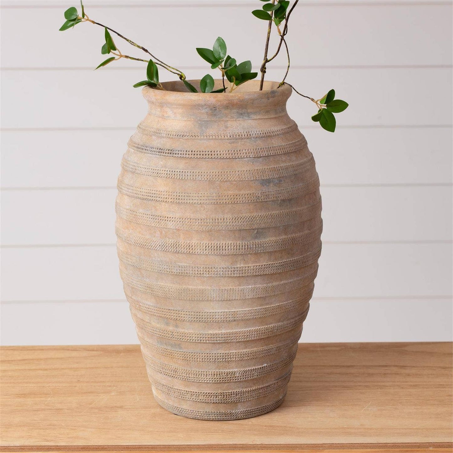 Textured Striped Ceramic Vase