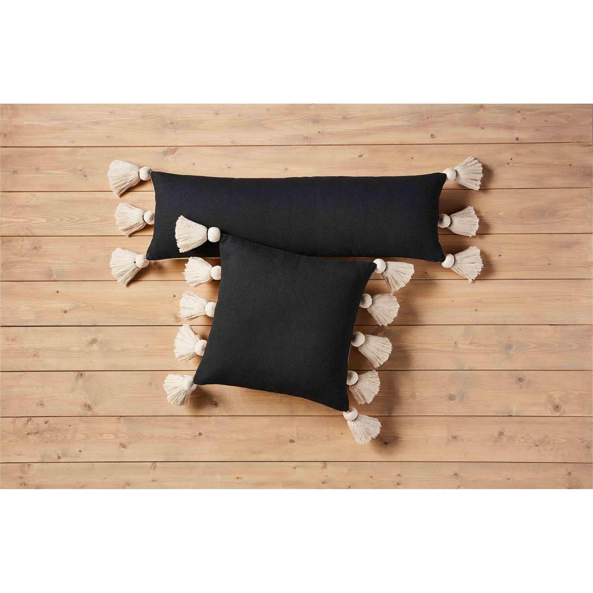 Lumbar Black Tassel Pillow