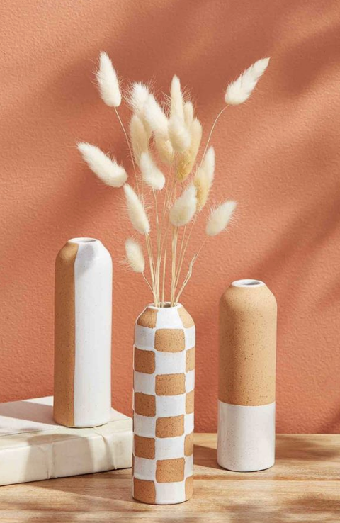 Vertical Terracotta Stem Vase