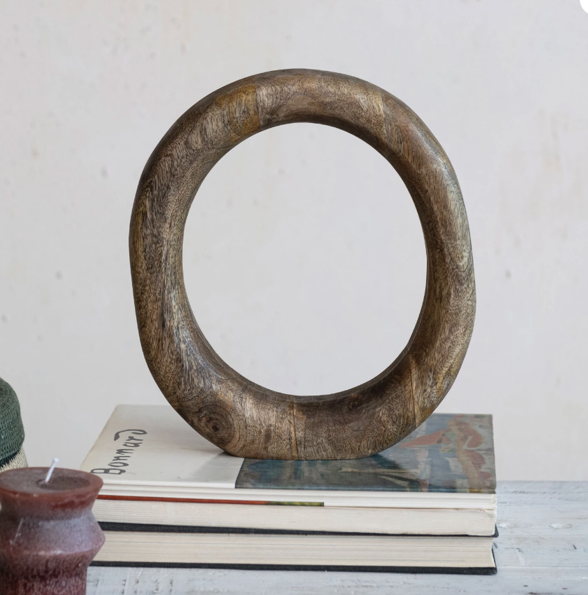Mango Wood Standing Circle Décor, Natural