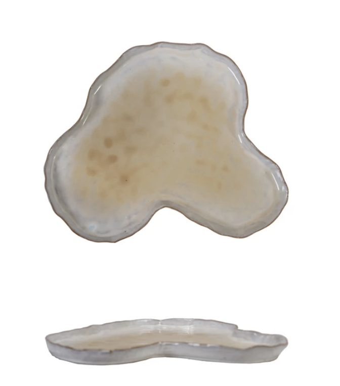 Stoneware Organic Shaped Plate, Reactive Glaze (Each One Will Vary)
