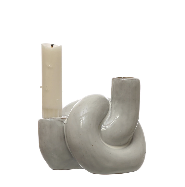 Stoneware Double Taper Holder