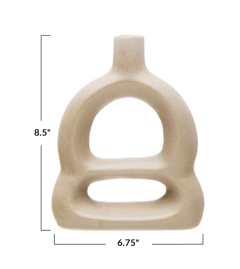 Stoneware Sculptural Vase, Matte Beige