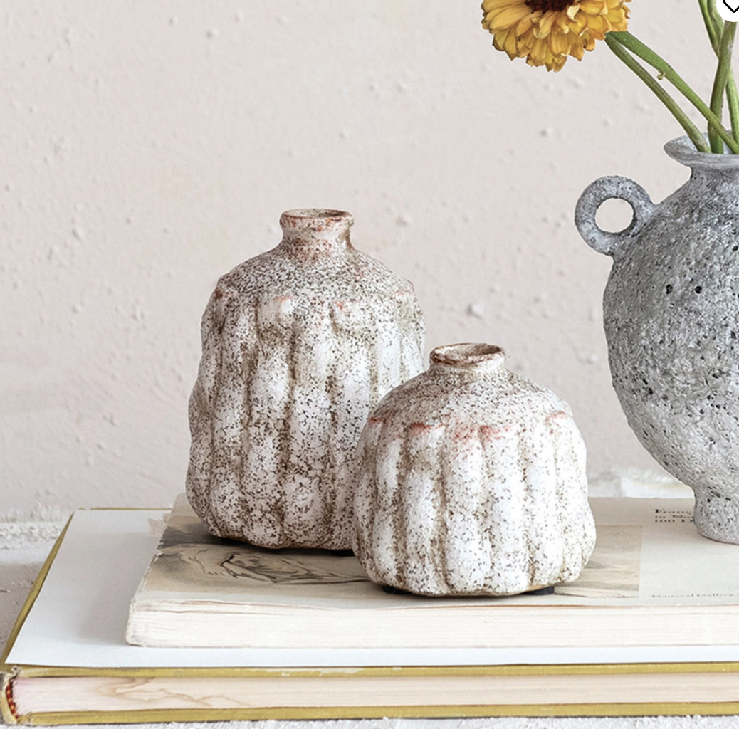 Terra-cotta Vases w/ Raised Pattern