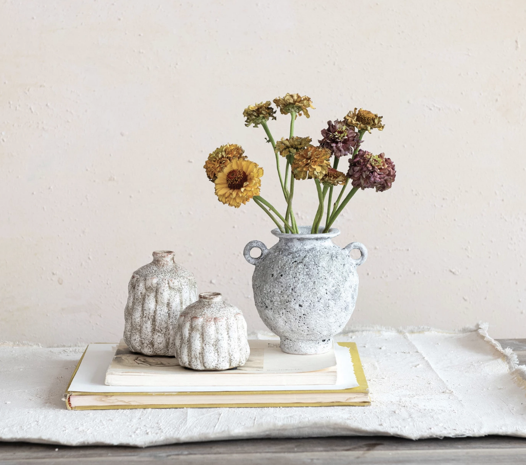 Terra-cotta Vases w/ Raised Pattern