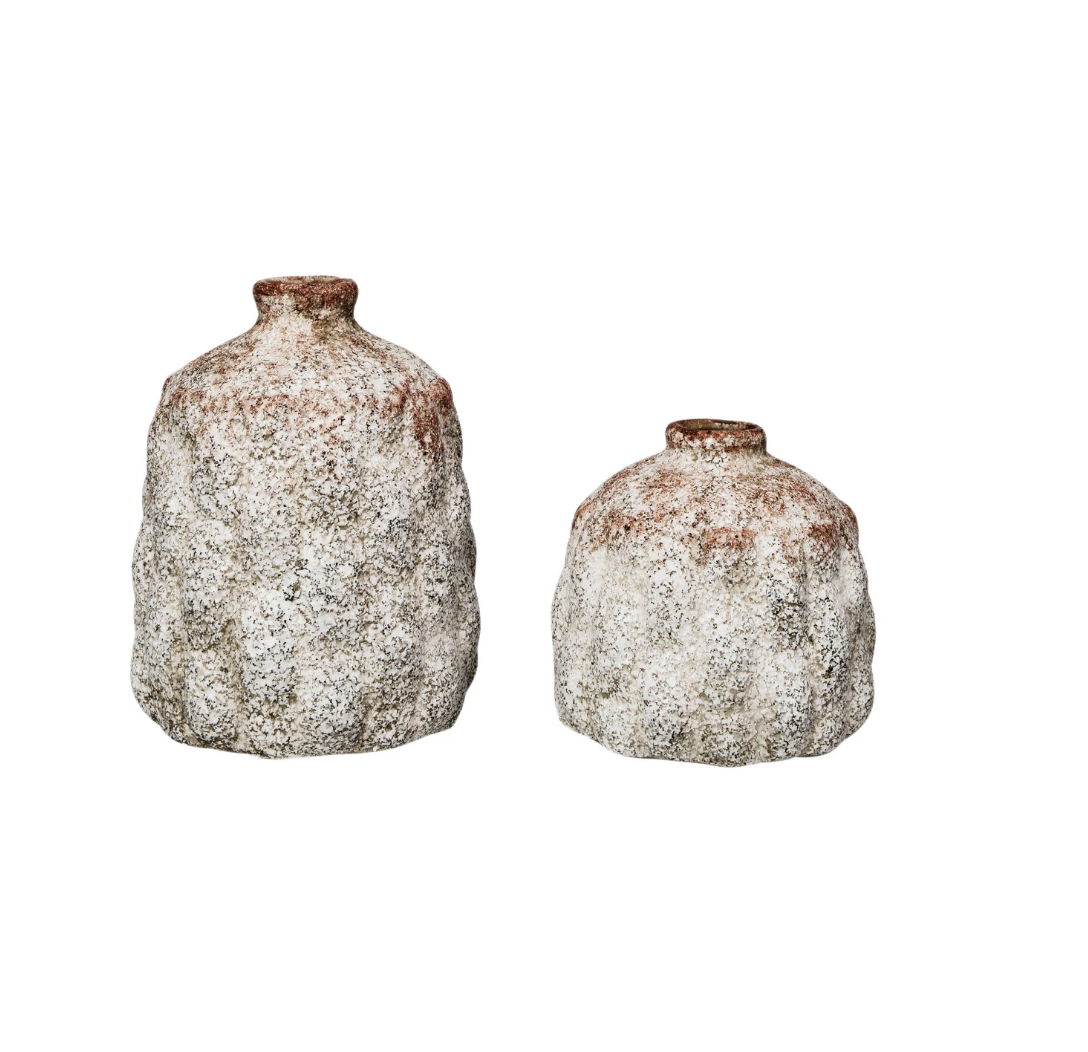 Terra-cotta Vases w/ Raised Pattern