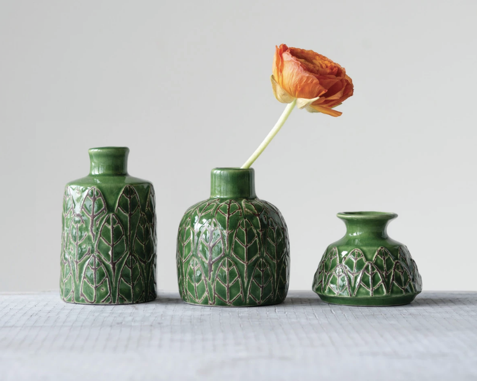 Embossed Stoneware Vases