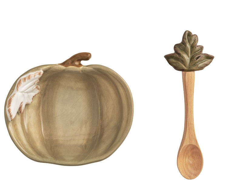 Taupe Pumpkin Dip Bowl Set