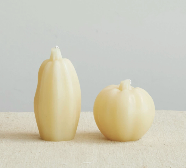 Unscented Pumpkin Shaped Candle, Cream Color
