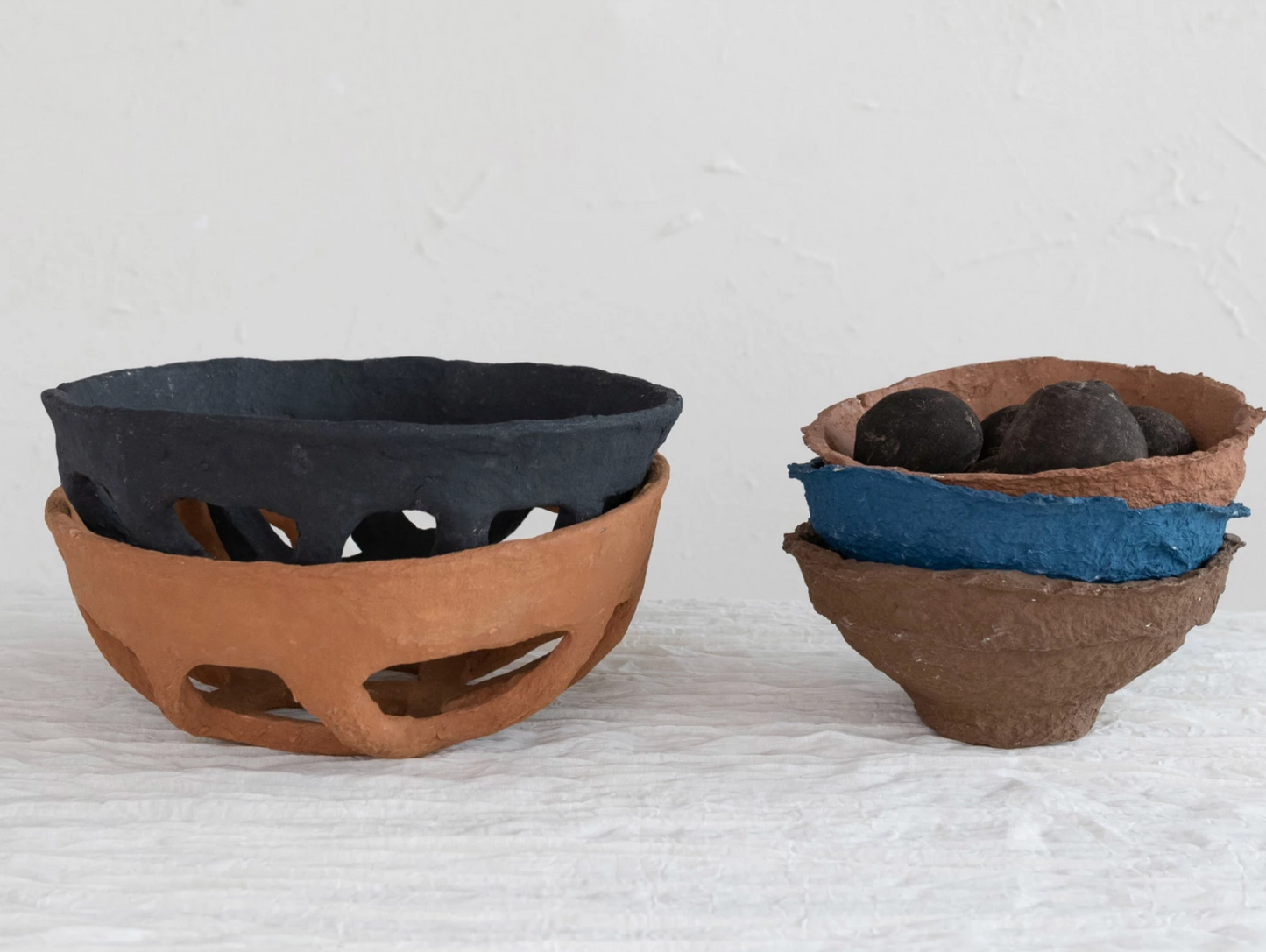 Decorative Handmade Paper Mache Bowl, 3 Colors (Each One Will Vary)