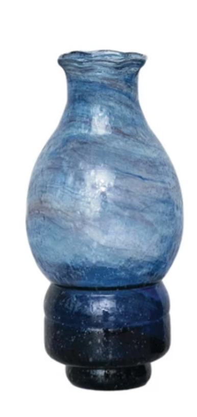 Hand-Blown Recycled Glass Vases, Blue