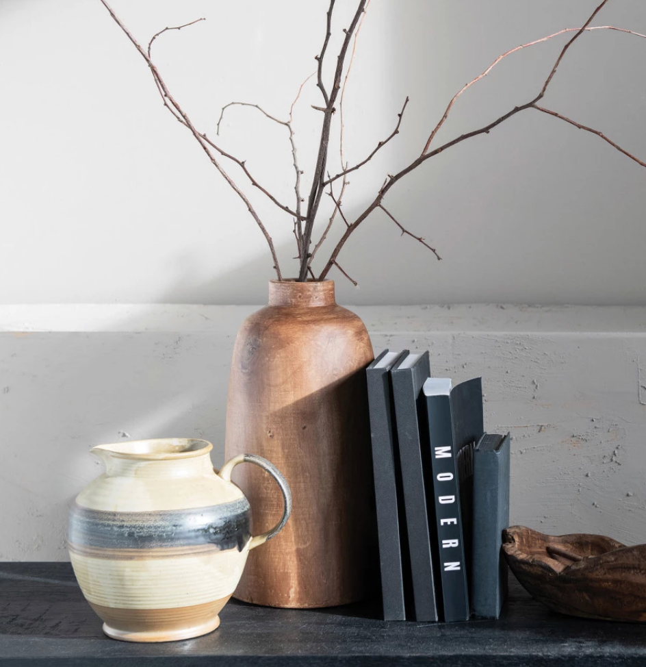 Paulownia Wood Vase, Walnut Stained Finish