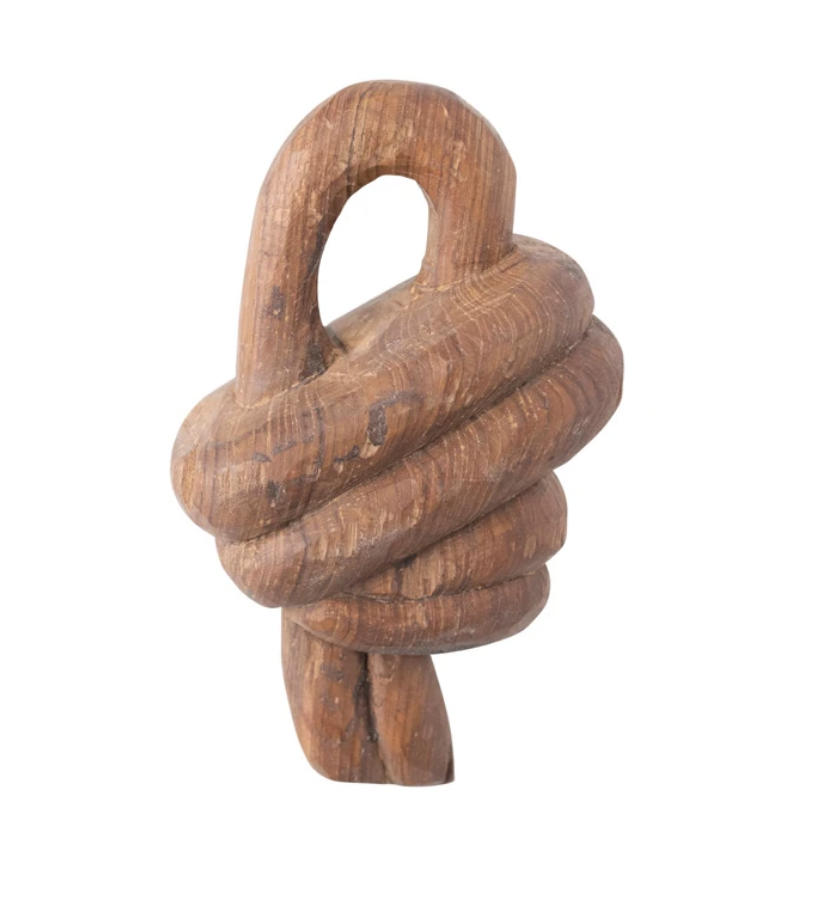 Hand-Carved Reclaimed Wood Knot Décor, Stained Finish
