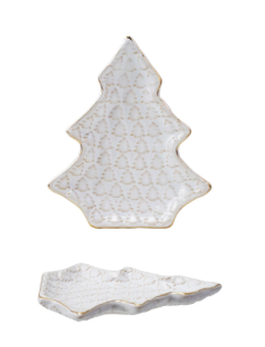 Stoneware Tree Shaped Plate with Trees (Each Will Vary)