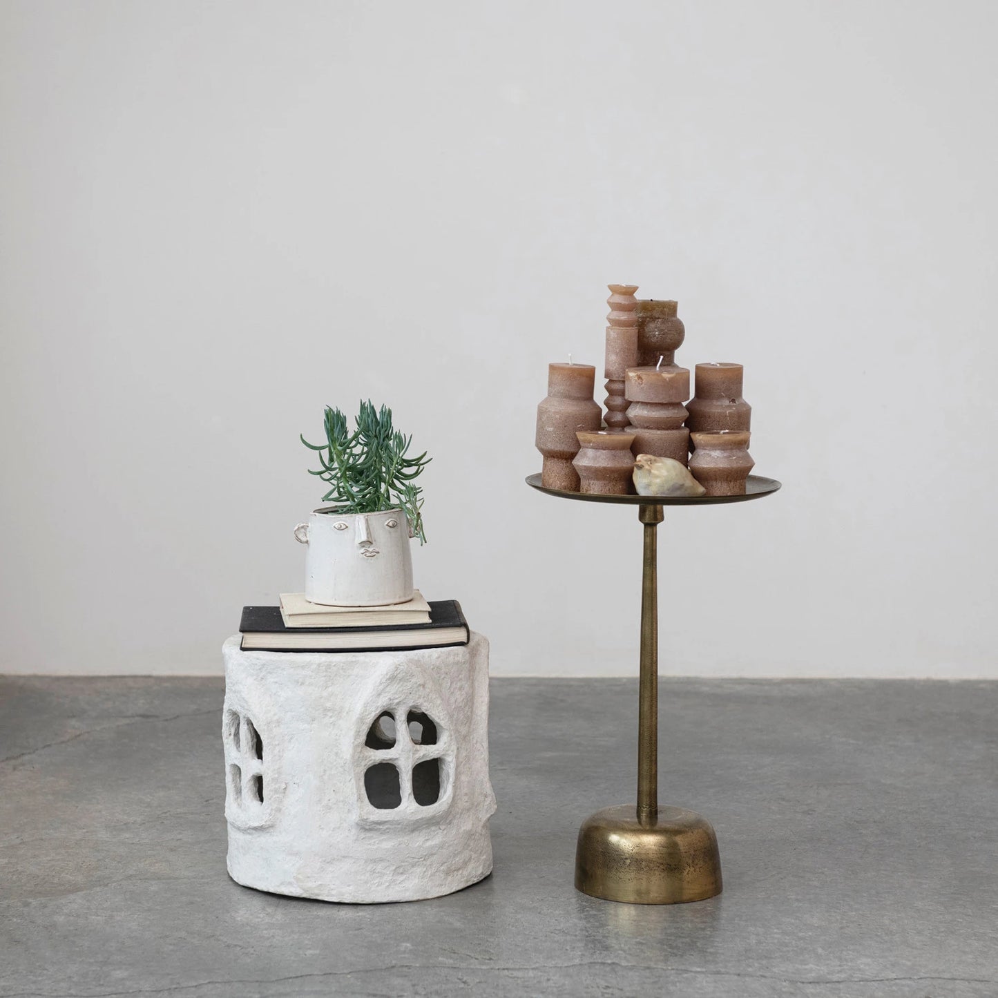 Aluminum Side Table, Antique Brass Finish