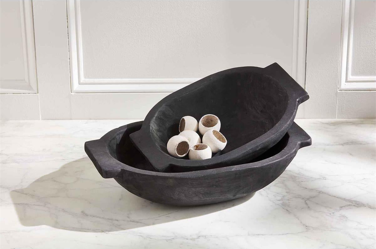 Black Oval Dough Bowl Set