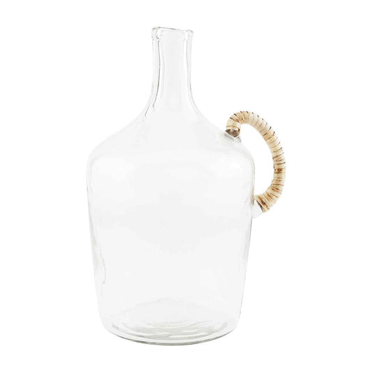 Lg Glass Jug W Wicker Handle