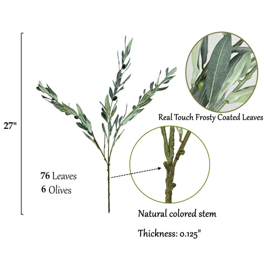 Premium Quality Olive Branch Leaf Fruit Spray-Frosty Green: 39"-87Leaves