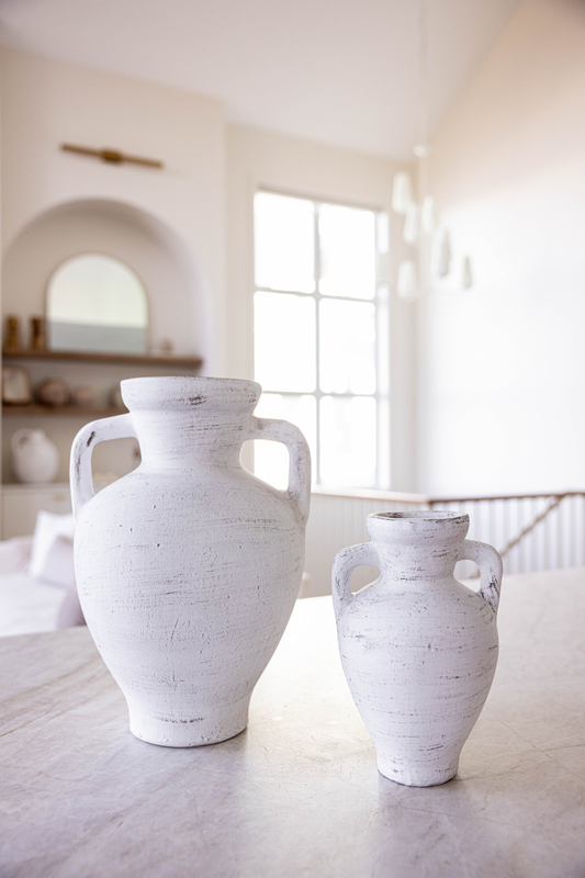 Lesbos White Urn Vase With Handles Small