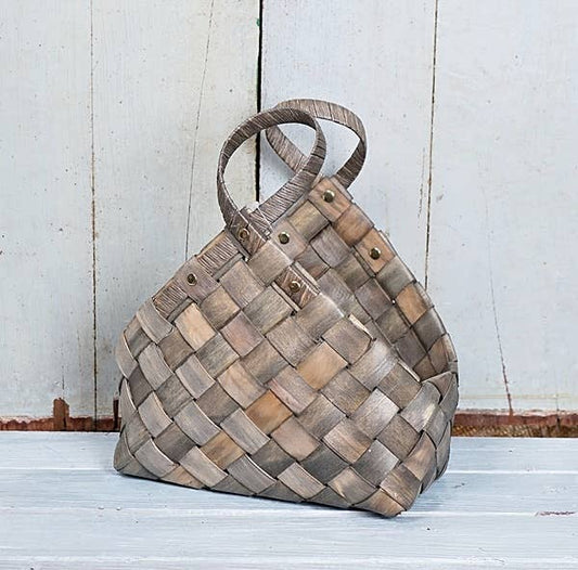 M10706- 9.5inL  Woven Basket w.Loop Handles-Rustic-0/24