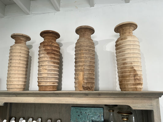 Teak Ribbed Vase Natural
