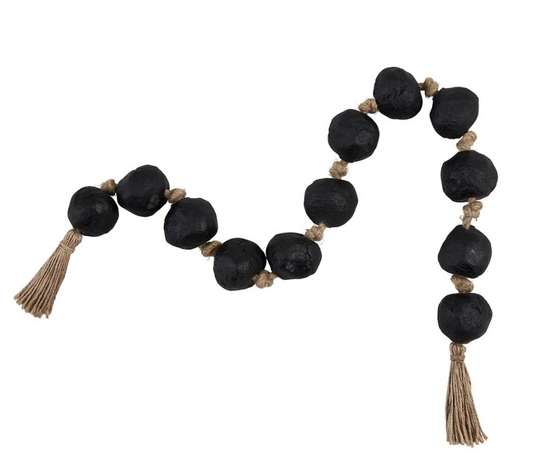 Black Paper Mache Beads