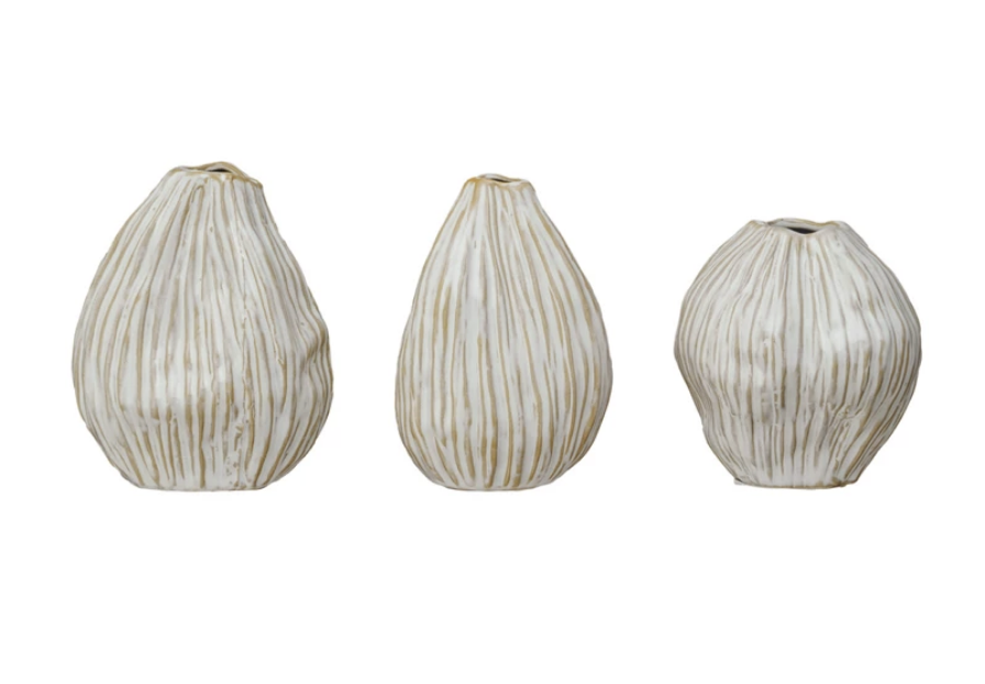 Stoneware Pleated Organic Shaped Vases
