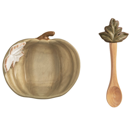 Taupe Pumpkin Dip Bowl Set