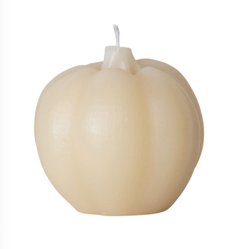 Unscented Pumpkin Shaped Candle, Cream Color