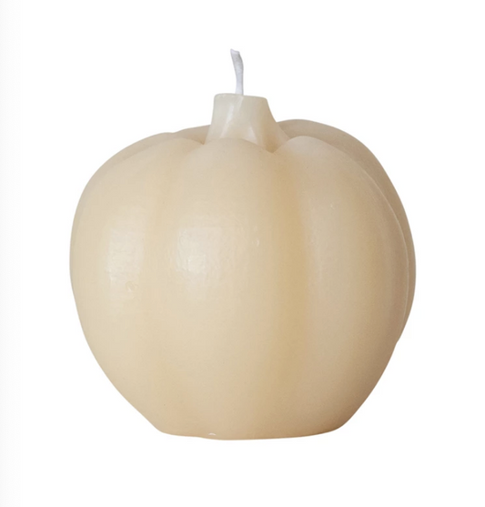 Unscented Pumpkin Shaped Candle, Cream Color