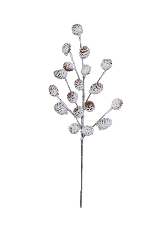 18-1/2"H Natural Pinecone Stem, Snow Finish
