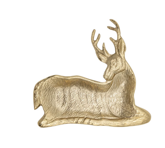 Cast Aluminum Deer Shaped Dish, Gold Finish