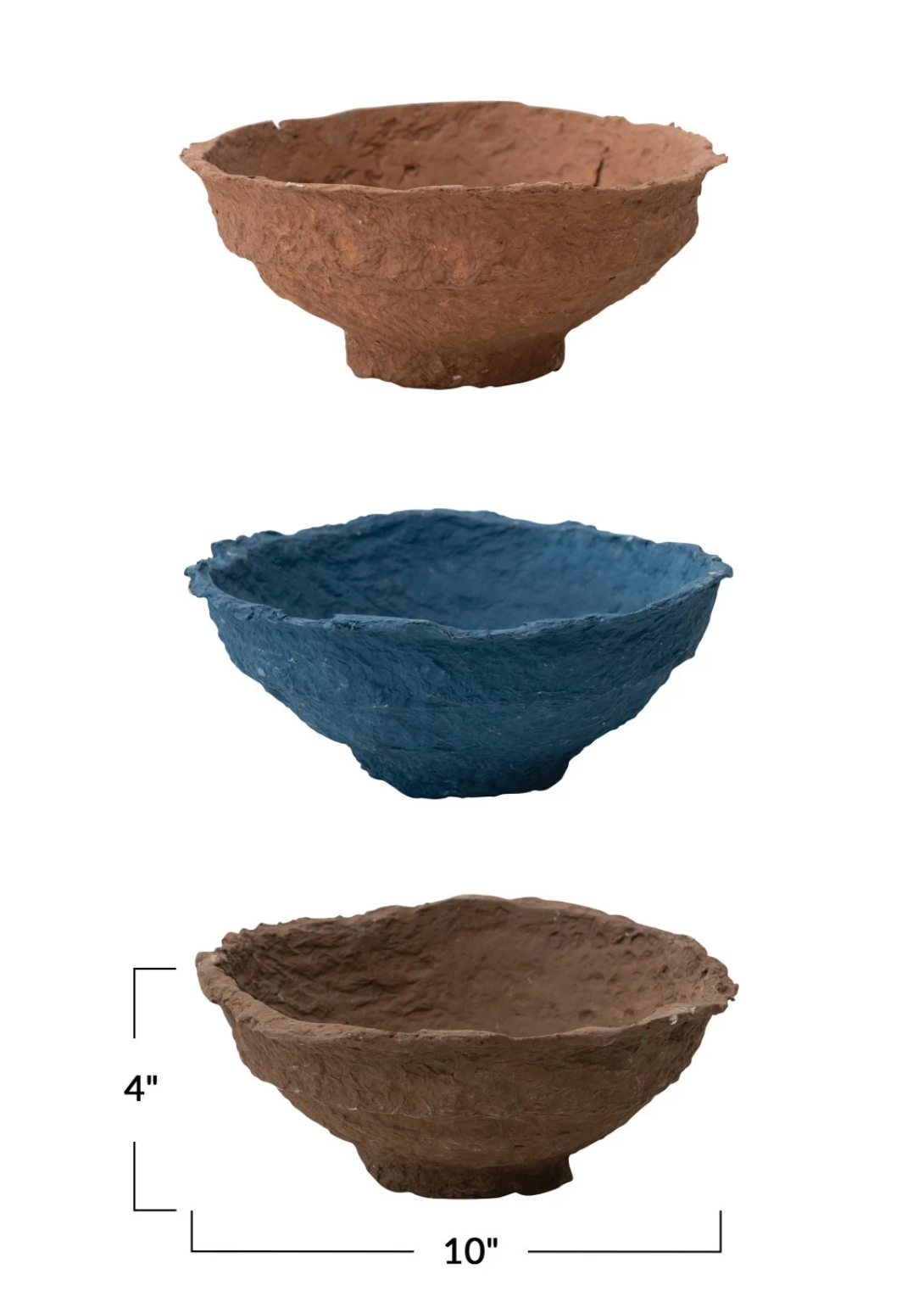 Decorative Handmade Paper Mache Bowl, 3 Colors (Each One Will Vary)