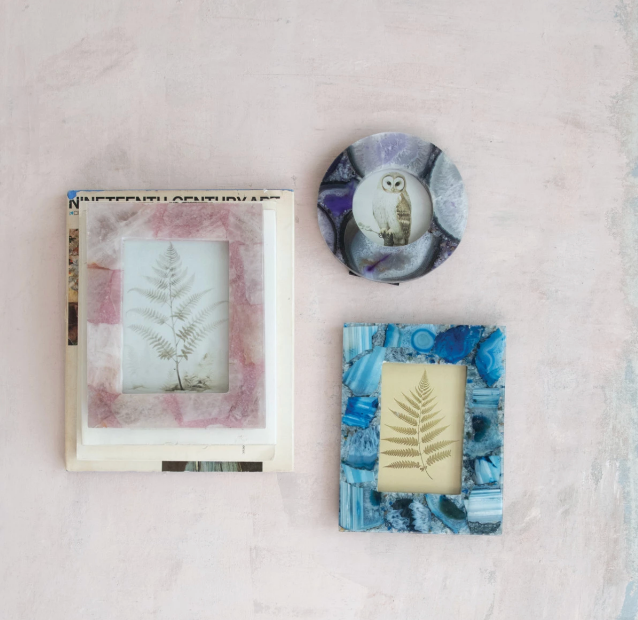 Agate Photo Frame, Blue (Holds 4" x 6" Photo) (Each One Will Vary)