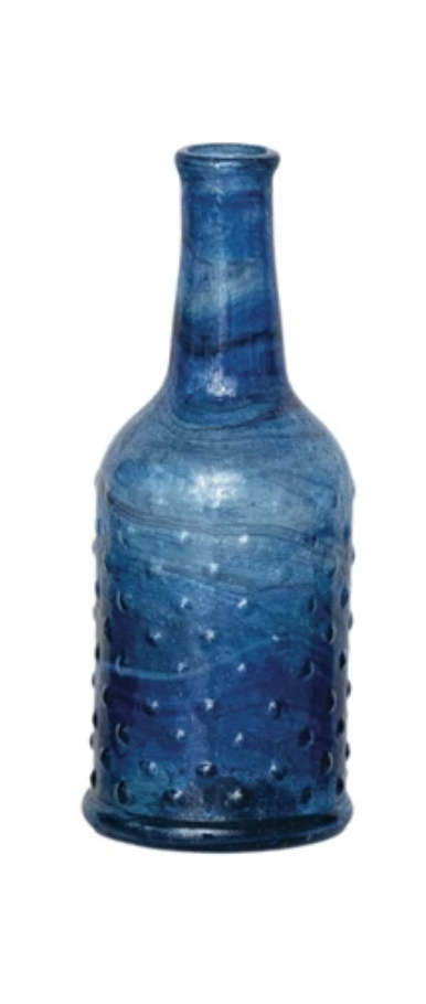 Hand-Blown Recycled Glass Vases, Blue