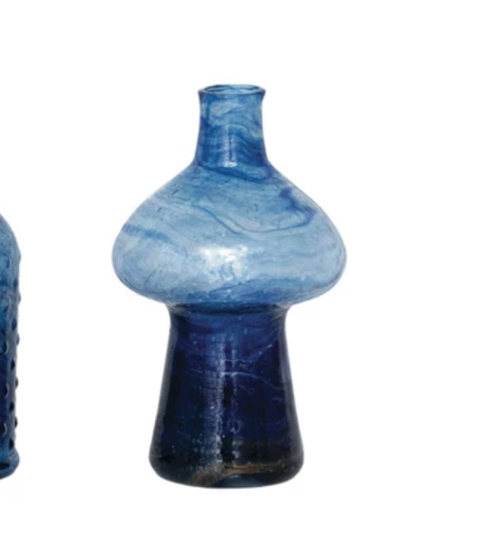 Hand-Blown Recycled Glass Vases, Blue