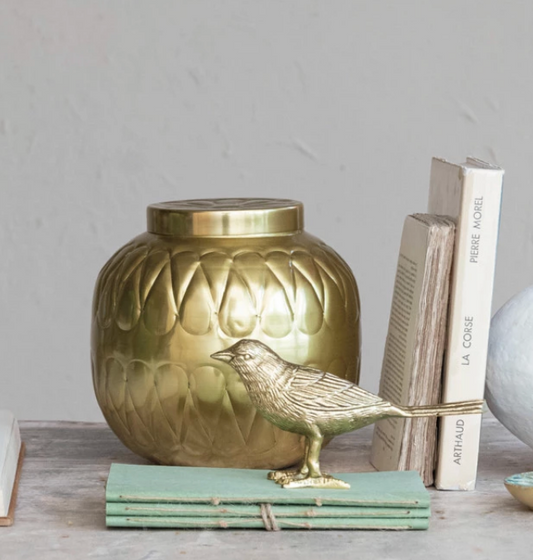 Decorative Debossed Metal Container w/ Lid