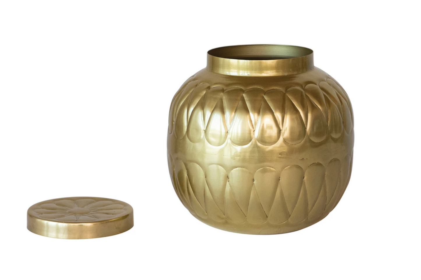 Decorative Debossed Metal Container w/ Lid