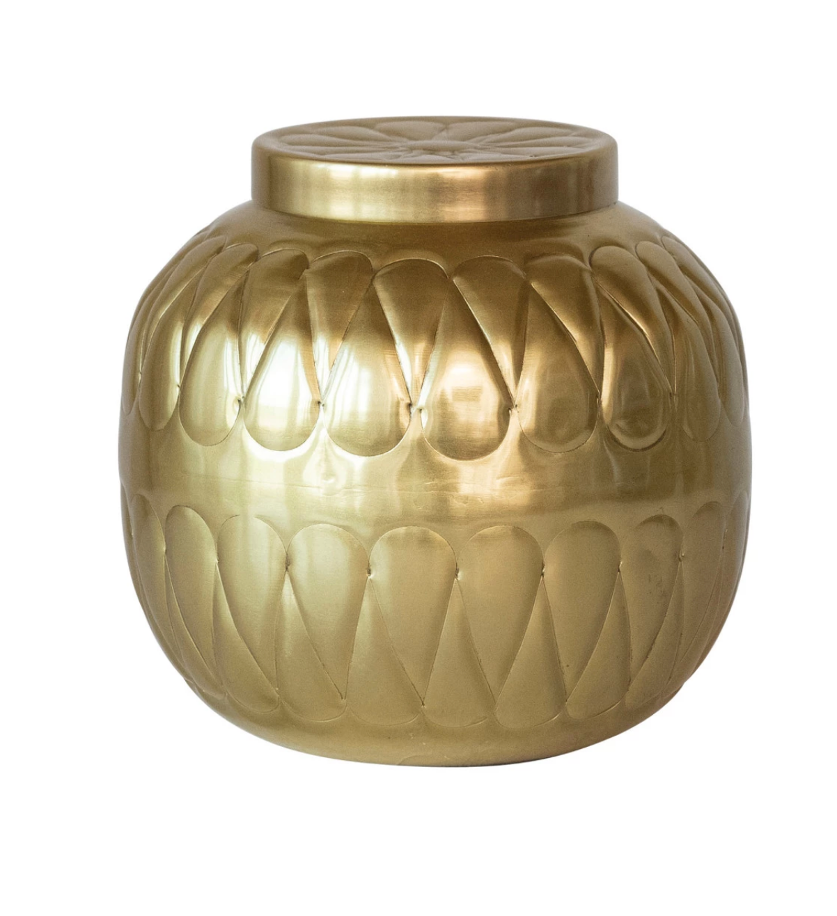 Decorative Debossed Metal Container w/ Lid