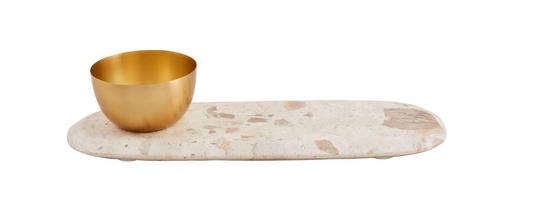 Tan Marble Tray & Tidbit Set