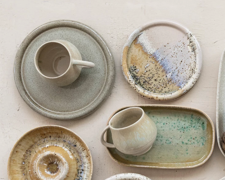 Stoneware Plate with Wide Rim (Each One Will Vary)