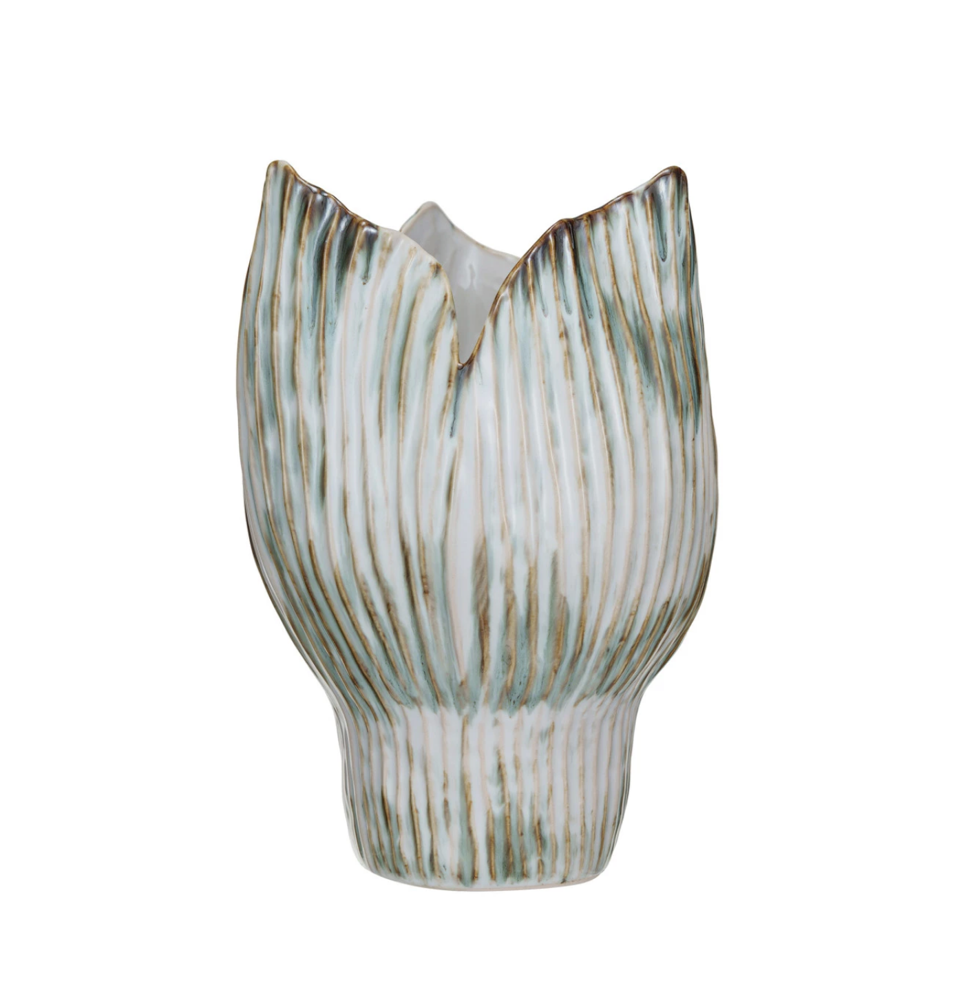 Stoneware Pleated Sculptural Vase (Each One Will Vary)