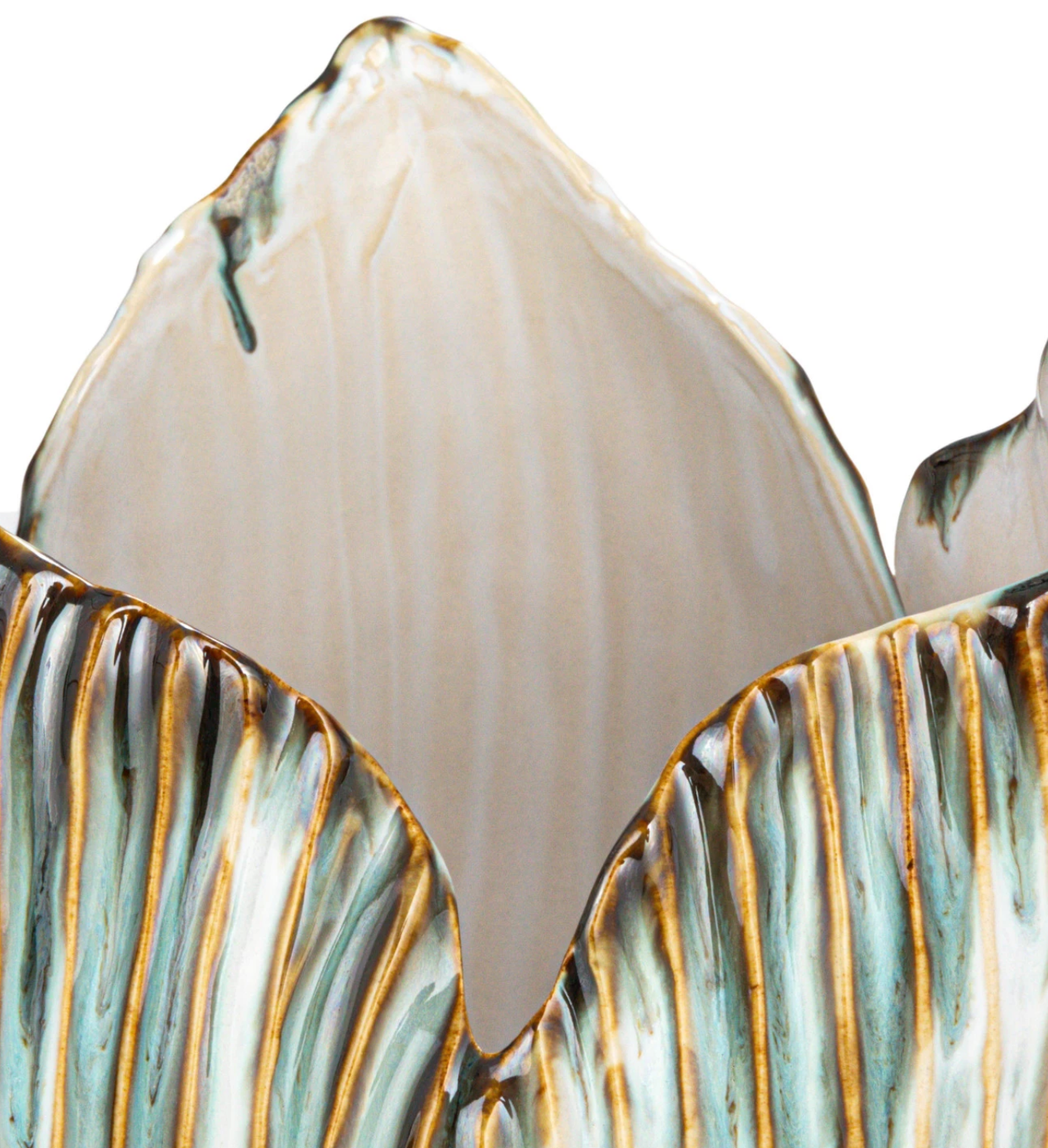 Stoneware Pleated Sculptural Vase (Each One Will Vary)