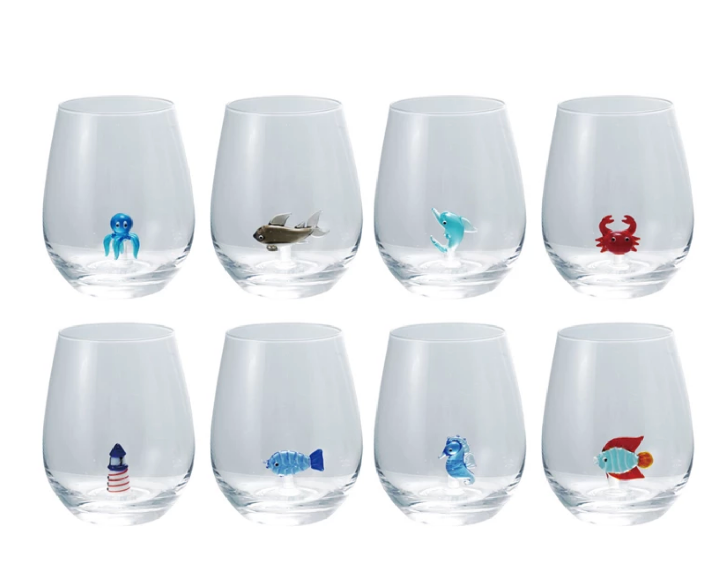 18 oz. Stemless Wine Glass with Hand-Blown Figure Inside, 8 Styles