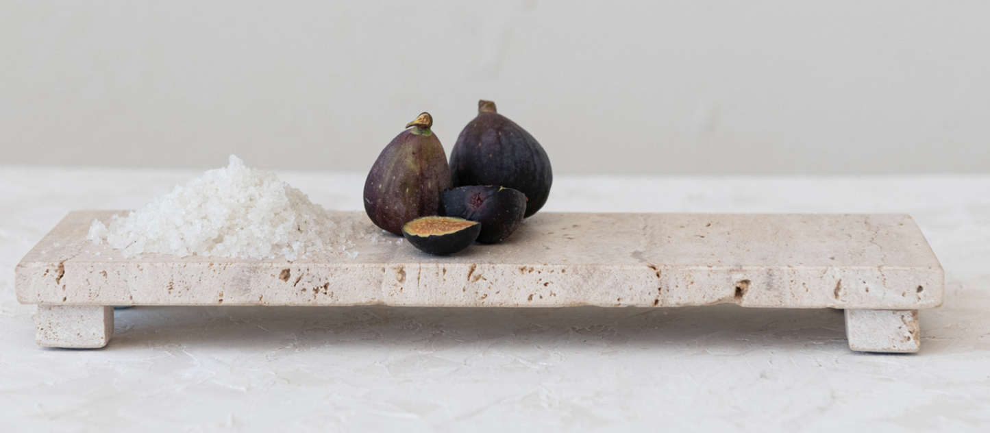 Travertine Footed Serving Board, Beige