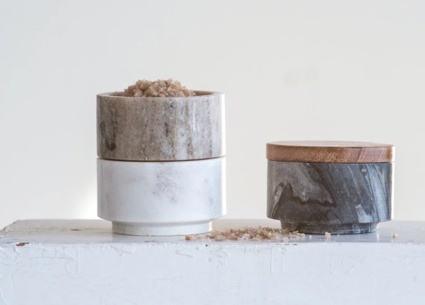 Stacking Pinch Pots with Wood Lid, Set of 3