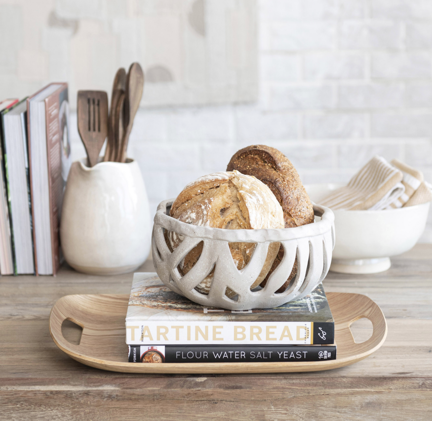 Unique Stoneware Bread Basket