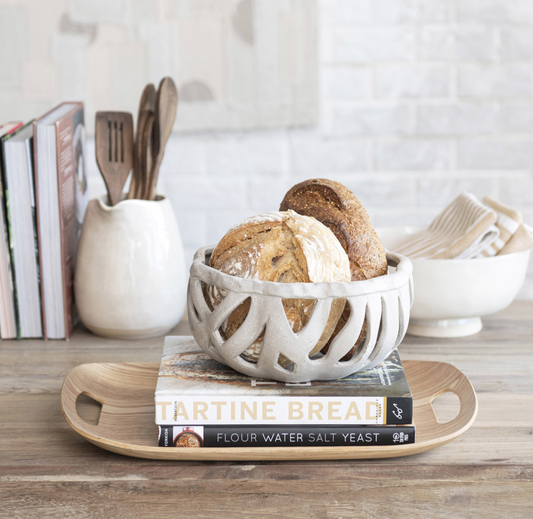 Unique Stoneware Bread Basket