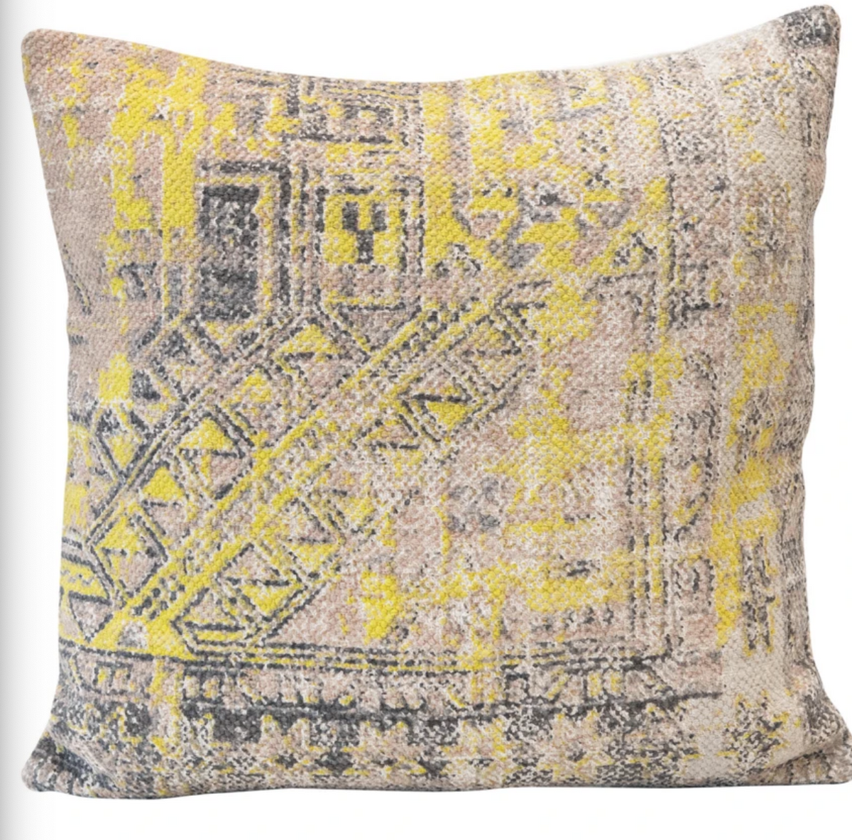18" Stonewashed Cotton Printed Pillow
