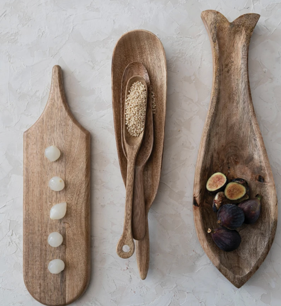 Mango Wood Serving Tray w/ Handle, Natural